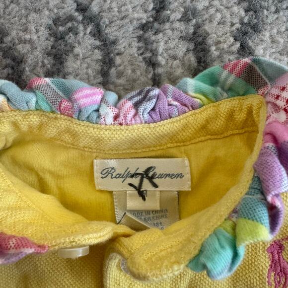 Ralph Lauren Yellow/Pink Plaid infant Romper 3M - Picture 4 of 4